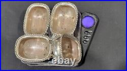 Lot of 4 Antique 800 Silver Lion Head Foot Salt Cellars with Glass Inserts