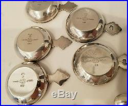 Lot of 5 Georg Jensen sterling silver Enamel Salt dish & spoon Acorn, Acanthus