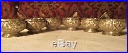 Lot of 6 Tiffany & Co. Sterling Salt Cellars with Matching Spoons. Gold interior