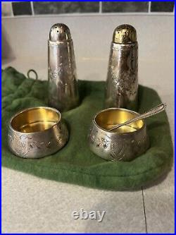 Lot of Antique Sterling Silver by Mauser, circa 1905, Salt Cellars, Shakers