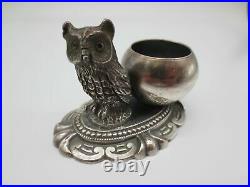 Lovely Victorian Silver Plated Figural Owl Bird Individual Salt Cellar