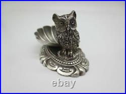 Lovely Victorian Silver Plated Figural Owl Bird Shell Individual Salt Cellar