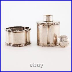 Luen Wo Chinese Export Sterling Silver Matching Salt Cellar & Pepper Shaker