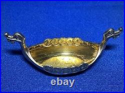 Magnus Aase Rare Antique Norway Sterling Viking Boat Salt Cellar &Horn Shaker