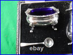 Mappin & Webb Sterling Silver Condiment Set & Org Box Shaker, Pots and spoons