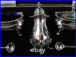 Mappin & Webb Sterling Silver Condiment Set & Org Box Shaker, Pots and spoons