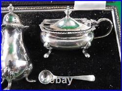 Mappin & Webb Sterling Silver Condiment Set & Org Box Shaker, Pots and spoons