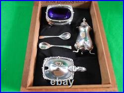 Mappin & Webb Sterling Silver Condiment Set in Cigar Box