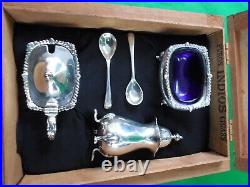 Mappin & Webb Sterling Silver Condiment Set in Cigar Box