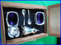 Mappin & Webb Sterling Silver Condiment Set in Cigar Box