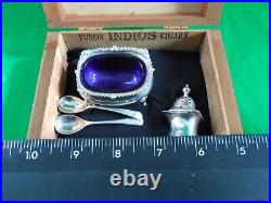 Mappin & Webb Sterling Silver Condiment Set in Cigar Box