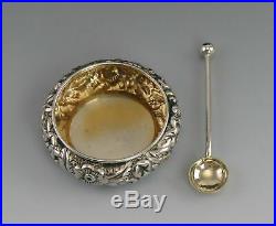 Married Set 23pc Sterling Silver Late 19th Century Repousse Salt Cellars Spoons