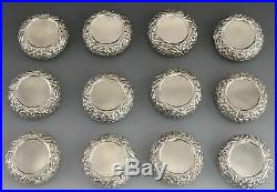 Married Set 23pc Sterling Silver Late 19th Century Repousse Salt Cellars Spoons