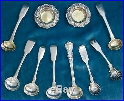 Matching Tiffany Gilt Salt Cellars & English George III And American Salt Spoons
