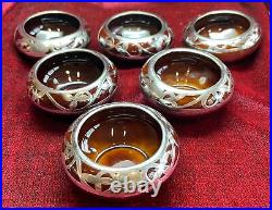 Mauser Sterling Silver Overlay on Pottery Individual Salts Set of 6