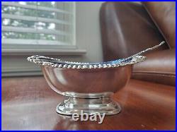 Meriden Sterling Silver Salt Cellar Dish Bowl w Spoon Cobalt Glass Insert 121.7g