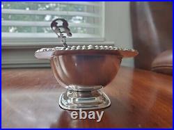 Meriden Sterling Silver Salt Cellar Dish Bowl w Spoon Cobalt Glass Insert 121.7g