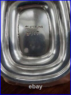 Meriden Sterling Silver Salt Cellar Dish Bowl w Spoon Cobalt Glass Insert 121.7g