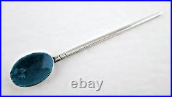 Modern Form Footed Enamel Sterling Silver Open Salt Cellar with Original Spoon