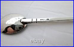 Modern Form Footed Enamel Sterling Silver Open Salt Cellar with Original Spoon