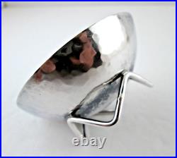 Modern Form Footed Enamel Sterling Silver Open Salt Cellar with Original Spoon