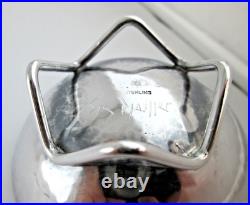 Modern Form Footed Enamel Sterling Silver Open Salt Cellar with Original Spoon