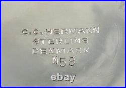 Modernist CC Hermann Modernist Danish Sterling Silver Enamel Dishes Salt Cellars