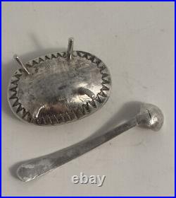 Navajo Old Pawn Salt Cellar Open Dish Footed Hand Made Sterling Silver Antique