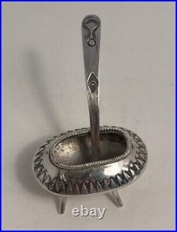 Navajo Old Pawn Salt Cellar Open Dish Footed Hand Made Sterling Silver Antique