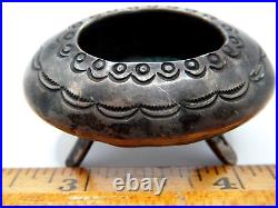 Navajo Old Pawn Silver Hand Stamped Footed Salt Dish