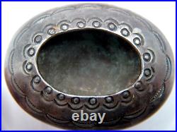 Navajo Old Pawn Silver Hand Stamped Footed Salt Dish