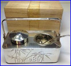 New Old Stock JAPANESE 970 Sterling Silver Salt Cellar & Pepper Shaker Set