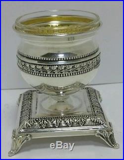 New Solid Silver Sterling 925 Salt Cellar/dip with glass dish Judaica shabbat