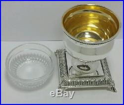 New Solid Silver Sterling 925 Salt Cellar/dip with glass dish Judaica shabbat