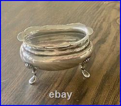 Nice Antique Sterling Footed Salt Cellar/hallmarks & Initials Hw