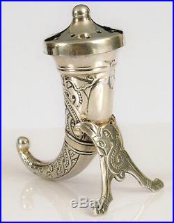 Norway Sterling Silver Thodor Olsens Eftf Pepper Shaker Viking Drinking Horn