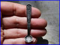OLD Pawn Native American Pueblo Sterling Silver Hand Made Spoon & Salt Cellar