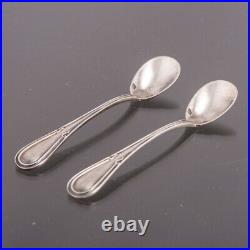 Odiot Antique French Gilt Sterling Silver Open Salt Cellars Double Serving Spoon