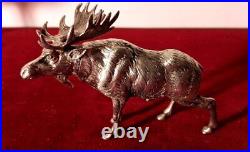 Old Rare Sterling Silver Saleron Salt Cellar Elk Sculpture 127 grams 20th C