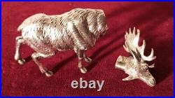 Old Rare Sterling Silver Saleron Salt Cellar Elk Sculpture 127 grams 20th C
