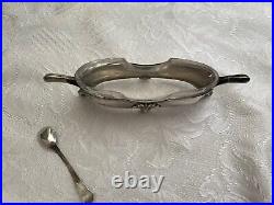 Old Salt Cellar Silver With Spoon. 800 Mount Crystal 20th Century