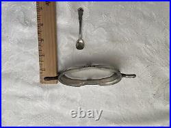 Old Salt Cellar Silver With Spoon. 800 Mount Crystal 20th Century