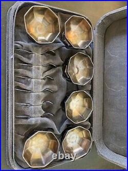 Original Boxed Set/6 Antique Webster Sterling Salt Cellars & Salt Spoons