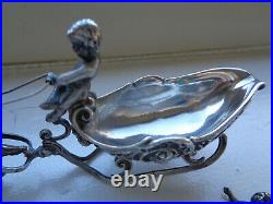 Ornate Sterling Salt Cellar with Spoon with Cherubs