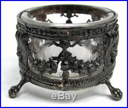 Outstanding Pair (2) French Sterling Silver & Crystal Reticulated Master Salts