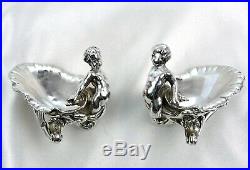 Outstanding Pair of Salt Cellar in French Sterling Silver § in shape of Putti