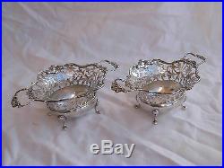 PAIR OF ANTIQUE ENGLISH STERLING SILVER SALT CELLARS, 19th CENTURY