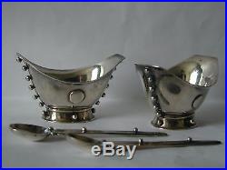 Pair Of Mexican 925 Sterling William Spratling Signed Salt Cellars With Spoons