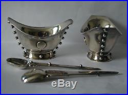 Pair Of Mexican 925 Sterling William Spratling Signed Salt Cellars With Spoons