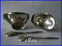 Pair Of Mexican 925 Sterling William Spratling Signed Salt Cellars With Spoons